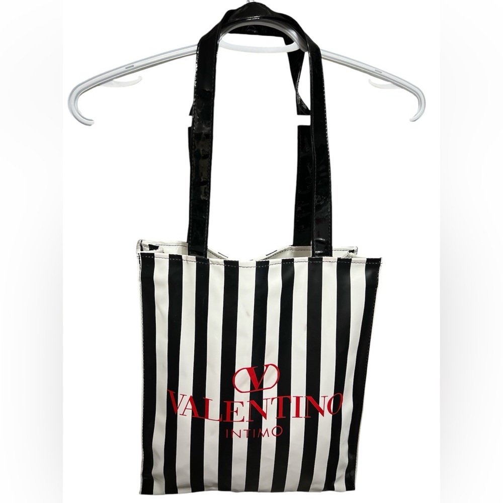 Valentino Black and White Valentino Intimo Logo stripe Tote (shopping bag)